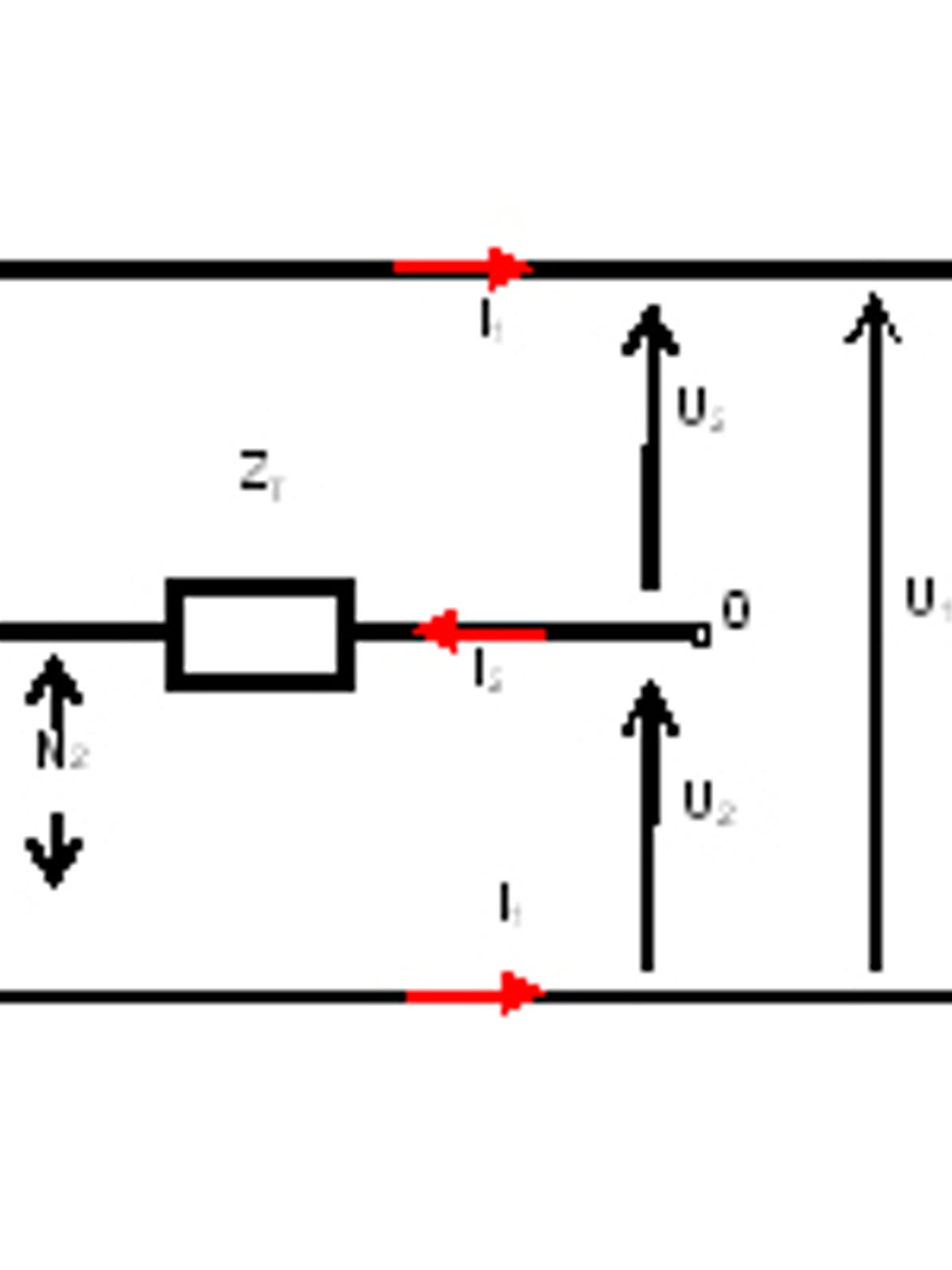 Simplified diagram of an autotransformer and the most important parameters