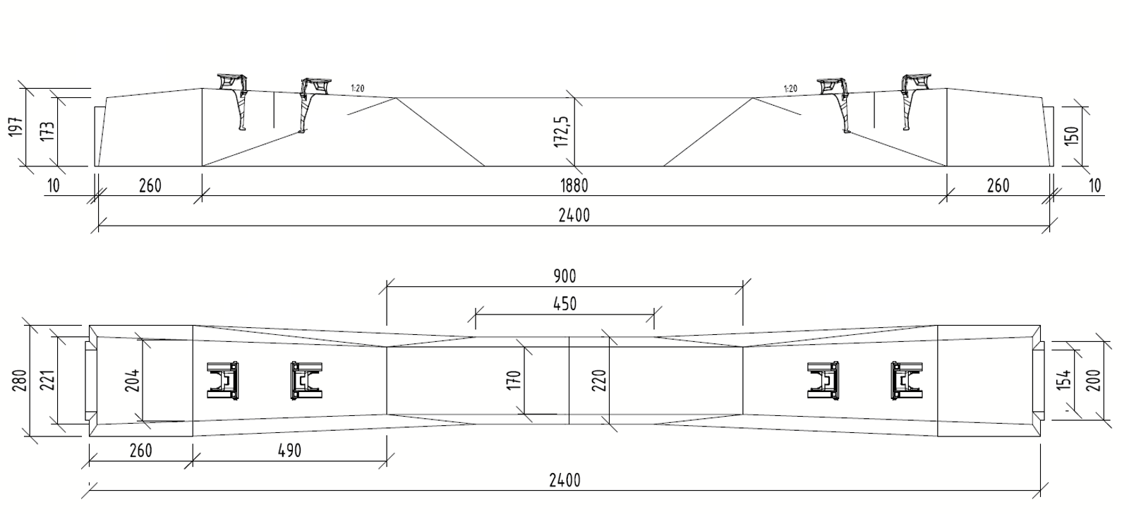 Dimensions of 54E3 sleeper
