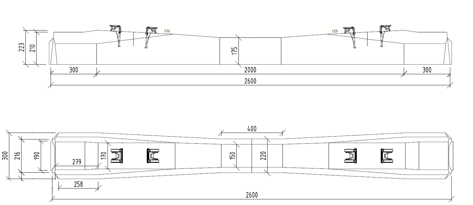 Dimensions of 60E1 sleeper